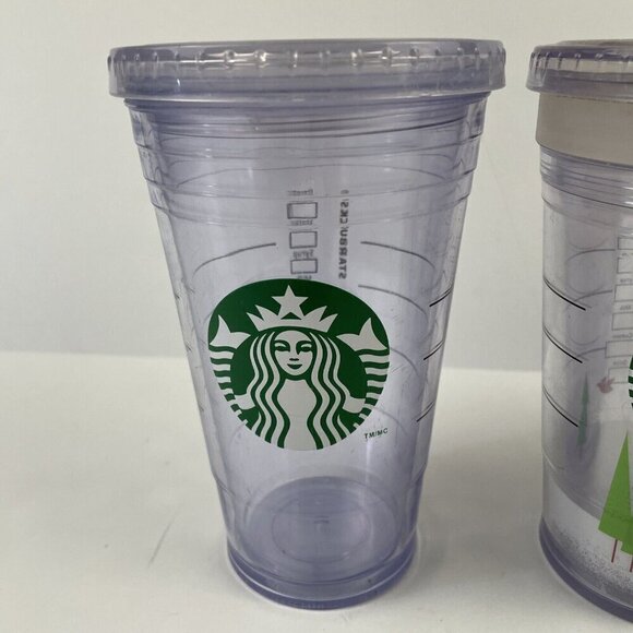 Starbucks 16oz (2) Cold Cup Tumbler (1) Ceramic Mug Holiday Lot Of 3 Logo - Picture 2 of 11